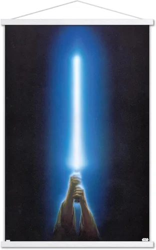 Vista 19 de Trends International Star Wars: Original Trilogy - Póster de pared con sable de luz azul, 22.4 pulgadas de largo x 14.7 W, versión enmarcada