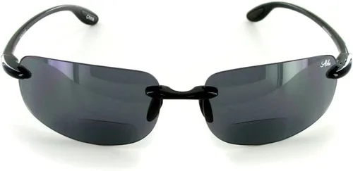 Vista 2 de Aloha Gafas Oahu Sun Deluxe Wrap-Around Rimless Bifocal Gafas de sol, negro (Black w/ Smoke Lens)