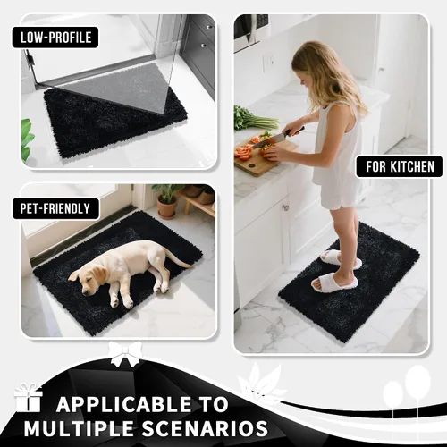 Vista 7 de Yimobra Alfombras de Baño de Chenilla Antideslizantes, Extra Gruesas Suaves Absorbentes Alfombra de Baño 31.5x20 Pulgadas, Lavables a Máquina