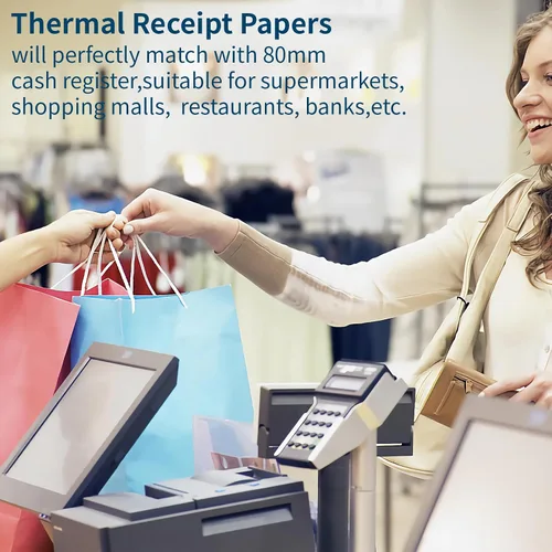Vista 5 de Papel de recibo térmico 3 1/8 x 119 Papel de recibo Caja registradora POS Papel de recibo 10 rollos
