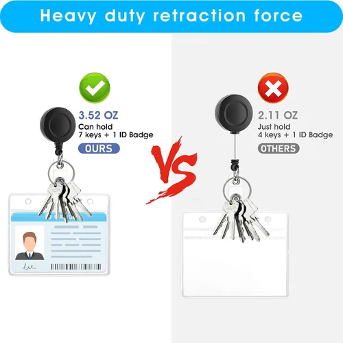 Vista 6 de TIESOME - Paquete de 2 portatarjetas de plástico suave con clip retráctil para carretes de insignia, transparente, tarjetas de identificación