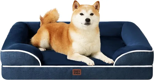 Vista 15 de EHEYCIGA – Cama ortopédica impermeable para perros pequeños, de espuma viscoelástica tipo caja de huevos, con bordes elevados y base antideslizante