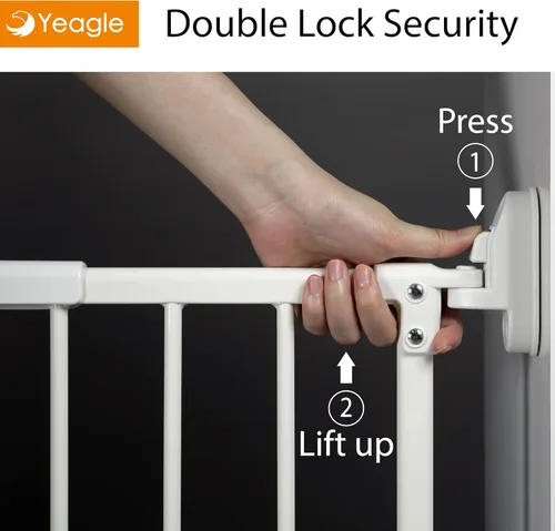 Vista 9 de Yeagle Protector enrollable extensible, puerta ajustable para perros de 33 a 51 pulgadas para escaleras, puertas, pasillos, sin riel inferior
