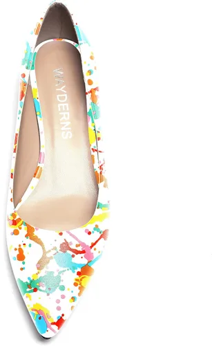 Vista 3 de WAYDERNS Zapatos de tacón bajo mate para mujer, con puntera puntiaguda, 1.5 pulgadas