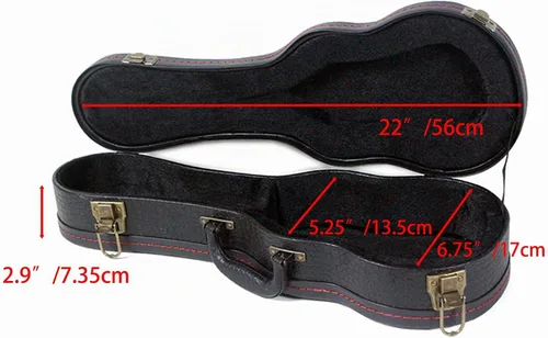 Vista 3 de Funda para ukelele soprano, cuero con patrón de cocodrilo de 21 pulgadas, color negro
