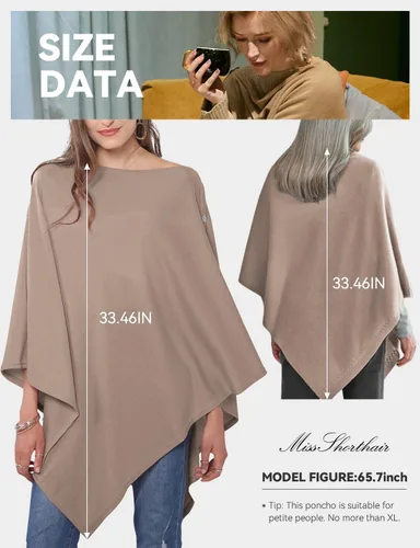 Vista 26 de MissShorthair Versatile Women's Shawl Wrap – Soft Knitted Poncho Cape Scarf for Fall Winter