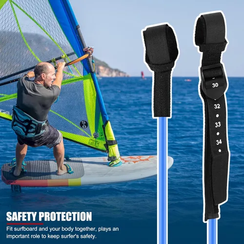 Vista 6 de Cuerda de correa de surf, 2 piezas de 28 a 34 pulgadas, líneas de arnés de seguridad ajustable para windsurf, correa para tabla de surf, accesorio