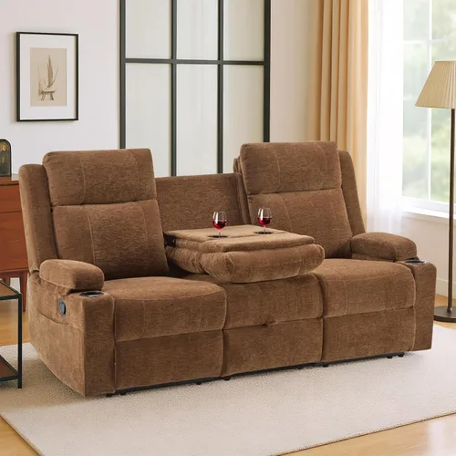 Vista 17 de Sofá biplaza reclinable manual, sofá reclinable de 2 plazas