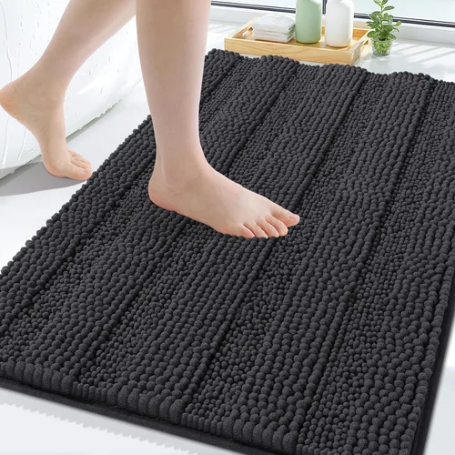 Vista 11 de Grandaily Alfombras de baño de felpilla a rayas de 24 x 16 pulgadas, extra gruesas y suaves, absorbentes, parte trasera de goma, alfombra de ducha