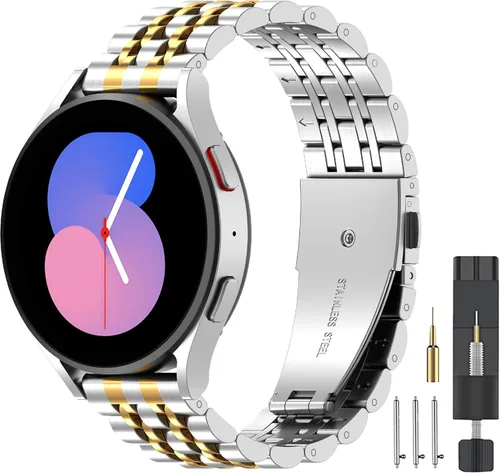 Vista 5 de Banda de reloj de metal de liberación rápida de 0.709 in 0.787 in 0.866 in Dorado plata
