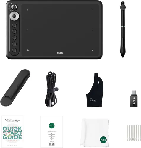 Vista 9 de Parblo Intangbo X7 Tableta de Dibujo 7.2x4.5 pulgadas Tabletas Gráficas, Tableta de Dibujo Digital con Interruptor de Modo, 6 Teclas Personalizadas