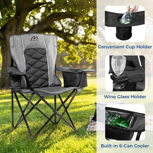 Vista 5 de Silla de camping acolchada de gran tamaño, capacidad de 450 libras