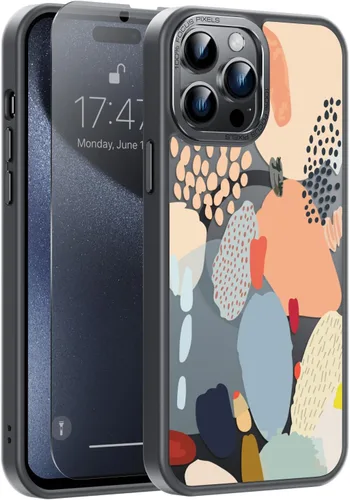 Vista 142 de Goodon para iPhone 15 Pro Max con protector de pantalla de privacidad, compatible con Magsafe, funda translúcida mate a prueba de golpes - Linda