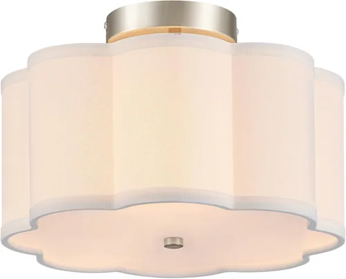 Vista 16 de VONLUCE Lámpara de techo semiempotrada de 12.6 pulgadas, moderna lámpara de techo de 3 luces con pantalla en forma de pétalos blancos, 3 enchufes