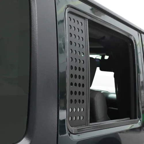 Vista 7 de Hoolcar Adhesivos para ventana de puerta trasera, cubierta de panel de vidrio de aleación de aluminio para Jeep Wrangler JKU 2007-2017, 4 puertas