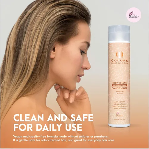 Vista 5 de COLURE Acondicionador de volumen corporal, 10 onzas líquidas, tratamiento capilar engrosante sin peso para cabello fino dañado, hidratante vegano