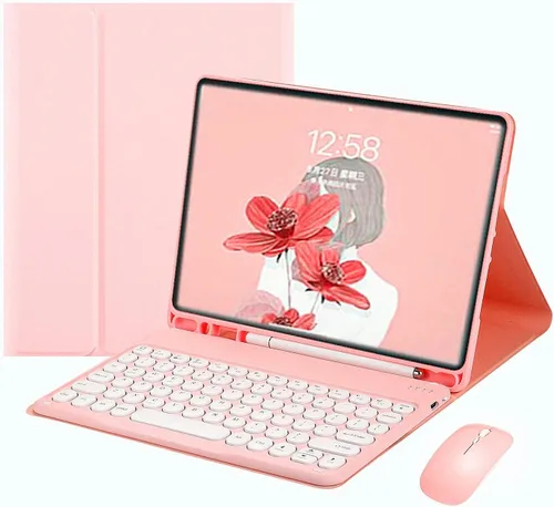 Vista 14 de Funda para teclado Galaxy Tab S6 Lite de 10.4 pulgadas 2024/2022/2020 con mouse Bluetooth, teclado magnético desmontable a color, teclado Bluetooth