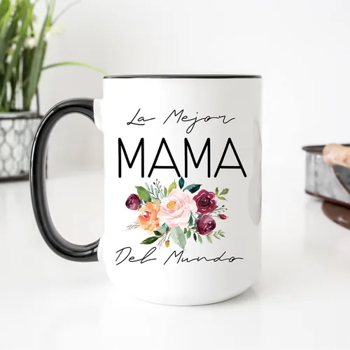 Vista 3 de Regalo para el Día de la Madre Española – Taza de café con acento La Mejor Mama Del Mundo – Dia De La Madre – Regalo Para Mama