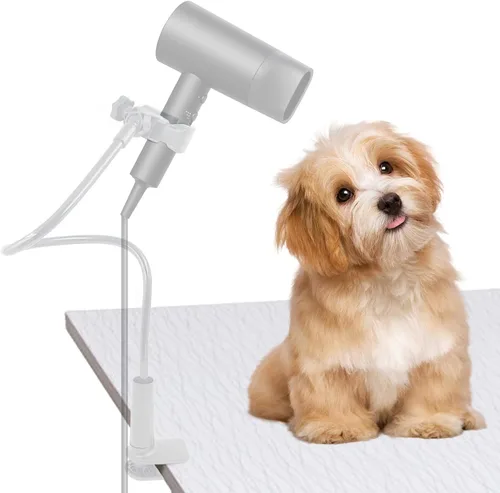 Vista 7 de Soporte para secador de pelo para perros, secador de pelo perezoso ajustable de Soporte manos libres con abrazadera giratoria de 360° para aseo