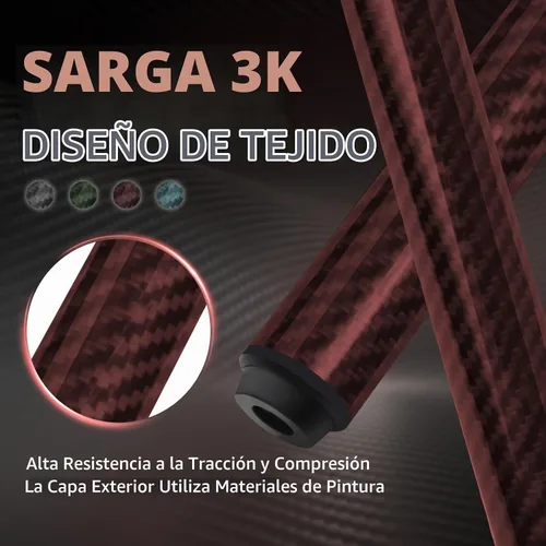 Vista 5 de Taco de piscina de fibra de carbono, palos de piscina profesionales de baja desviación para adultos, taco de billar con eje de carbono premium