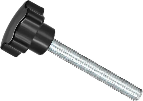 Vista 6 de Perillas de sujeción de estrella, rosca macho M5 x 0.984 in, cabeza de 0.945 in, mango de tornillo de pulgar de plástico, perno roscado, color negro
