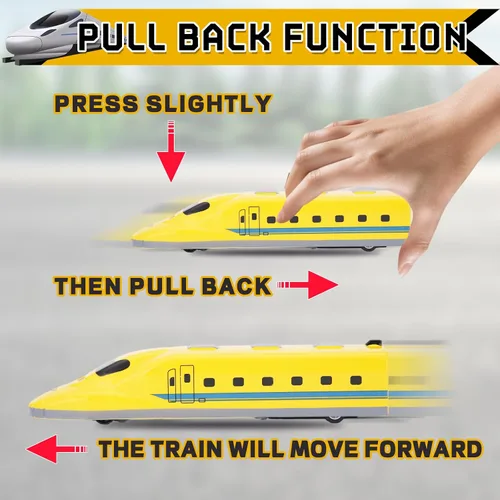 Vista 2 de Crelloci Tren bala de juguete de tracción de tren urbano de alta velocidad, locomotoras modernas para niños pequeños, paquete de 12