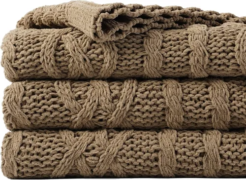 Vista 13 de Battilo Manta Negra para Sofá, Manta de Punto Cable para Cama, Silla, Decoración del Hogar, Manta de Chenilla Tejida Suave y Acogedora, Manta Negro