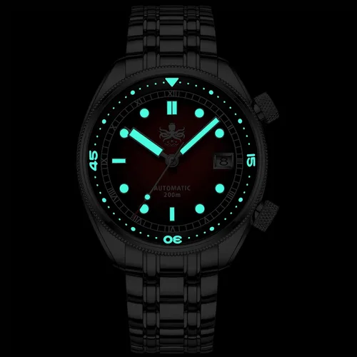 Vista 4 de PHOIBOS Relojes de buceo originales para hombre, automáticos japoneses de 1.614in, acero inoxidable, 656.2ft, resistentes al agua, Estilo compresor