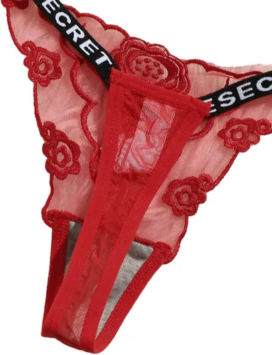 Vista 4 de Floerns Paquete de 3 bragas bordadas de malla con tiras en V para mujer