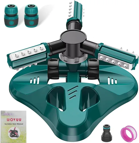 Vista 10 de Aspersor de jardín, rociadores de césped mejorados, sistema automático de rociador de agua de césped giratorio de 360 grados, rociador de manguera