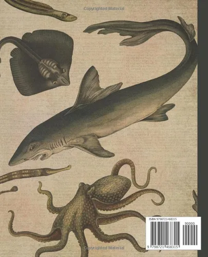 Vista 2 de Composition Notebook Sea life animals shark composition notebook. Vintage dictionary print style 100 page notebook college ruled. Marine notebook