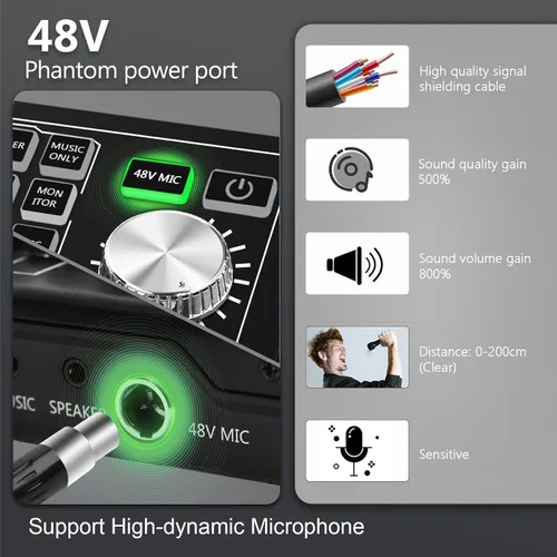 Vista 4 de Kit de equipo de podcast para 2, mezclador de audio con micrófono condensador e interfaz de audio con fuente de alimentación Phantom de 48V