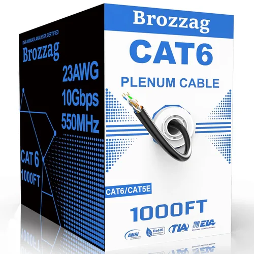 Vista 36 de Cable Ethernet de 20 pies para Cat6/Cat5E, 10 Gbps compatible con Cat8/Cat7, cable de red 24AWG para interiores y exteriores, entierro directo Negro