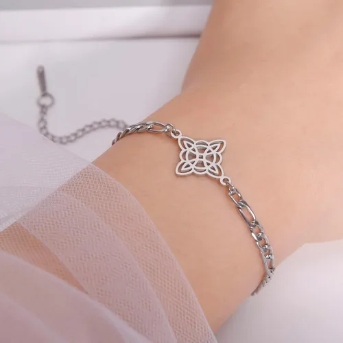 Vista 27 de Pulsera de nudo de bruja, nudo celta, símbolo de Wicca pagana, nudo mágico, pulsera de joyería de brujería, pulsera de acero inoxidable ajustable