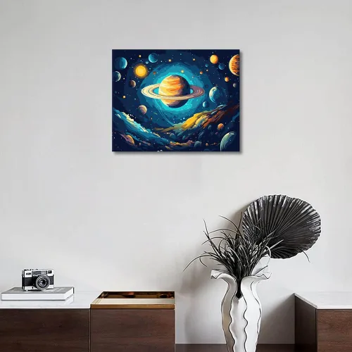 Vista 2 de Pintura por números para adultos Universo por números, ilustraciones de estrellas cósmicas por números para adultos principiantes, kits de pintura