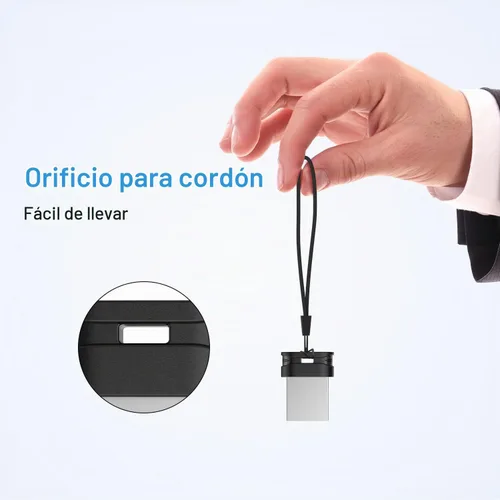 Vista 7 de RAOYI Unidad flash mini USB 2.0 de 16 GB con cordón, color negro Negro 1 paquete