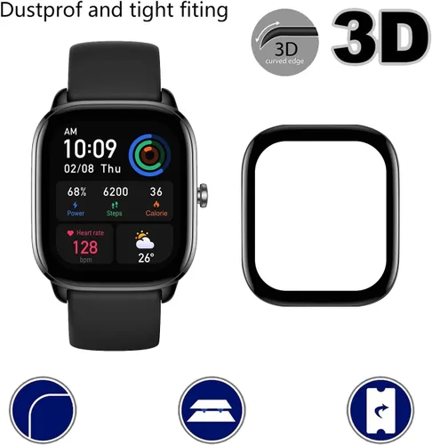 Vista 4 de Protector de pantalla para Amazfit GTS 4 Mini Smartwatch, HD transparente, antiarañazos, antihuellas dactilares, compatible con Amazfit GTS 4 Mini