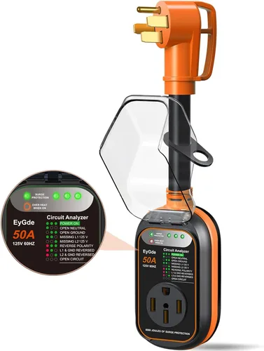 Vista 7 de EyGde Protector contra sobretensiones RV de 30 amperios, analizador de circuitos de 30 amperios con cubierta impermeable, protección de voltaje