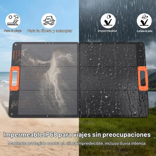 Vista 8 de Panel solar de 100 W, paneles solares portátiles tipo N 16BB para central eléctrica, panel solar plegable, QC3.0 USB-A y tipo C, 25% de alta