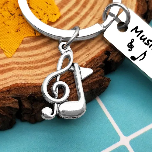 Vista 3 de Heigebi 6 llaveros de música, regalo para amantes de la música, regalos para hombres, mujeres, estudiantes, adolescentes, nota musical, llavero