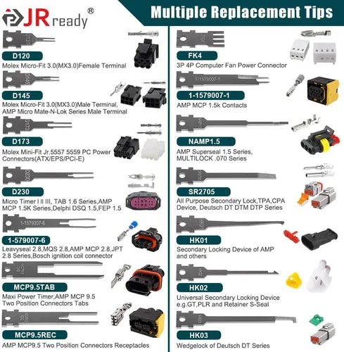 Vista 2 de JRready ST5347 - Kit de herramientas extractor de pines mejorado con 2 asas de almacenamiento y 26 puntas de repuesto, kit de herramientas