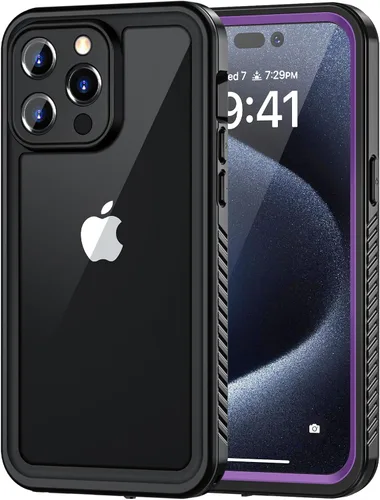 Vista 26 de Lanhiem Funda para iPhone 14, impermeable IP68 a prueba de polvo con protector de pantalla integrado, resistente a prueba de golpes de cuerpo Negro