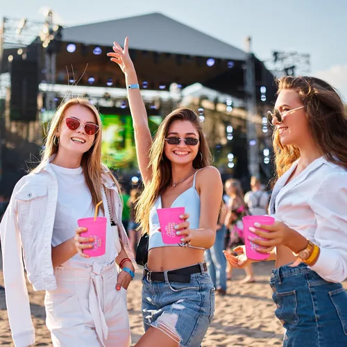 Vista 6 de Tioncy 50 vasos de plástico de 16 onzas para fiesta de discoteca para despedida de soltera, vasos reutilizables a granel de los años 70, 80, 90