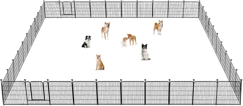 Vista 26 de Corralito para perros, 40 pulgadas, 8 paneles, valla para perros al aire libre, resistente, corral para perros grandes, medianos y pequeños, corral