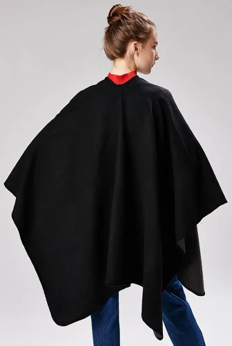 Vista 6 de Chal para mujer, bufanda de invierno sólida, cárdigan suelto frontal abierto, elegante capa de poncho
