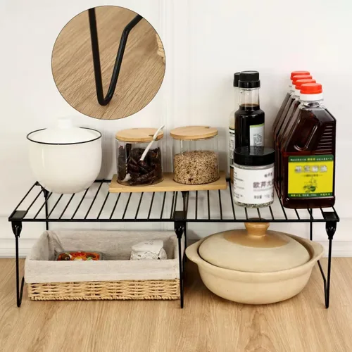 Vista 8 de Juego de 1/2 organizadores para congelador, estantes apilables para congelador Cabinet Organizer Shelves, Foldable Pantry Shelf, Plate, Dish