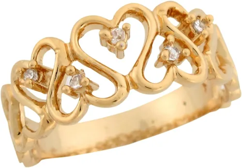Vista 2 de Jewelry Liquidation Anillo de oro amarillo de 10 quilates con diamantes blancos de corte redondo y diseño de corazón abierto