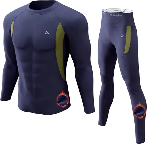 Vista 68 de Conjunto de ropa interior térmica para hombre, ropa interior larga 1#verde militar