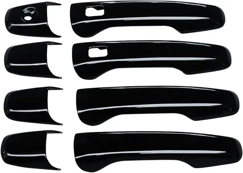 Vista 5 de NINTE Cubiertas de manija de puerta para Ford Explorer 2011-2019 ABS pintadas negro brillante recubierto con 2 orificios inteligentes