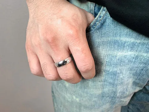 Vista 5 de Tioneer Sterling Silver Plain Dome Wedding Band for Men and Women, Made In USA - Custom Text Personalized Ring, 3mm to 8mm Width, Size 4-13